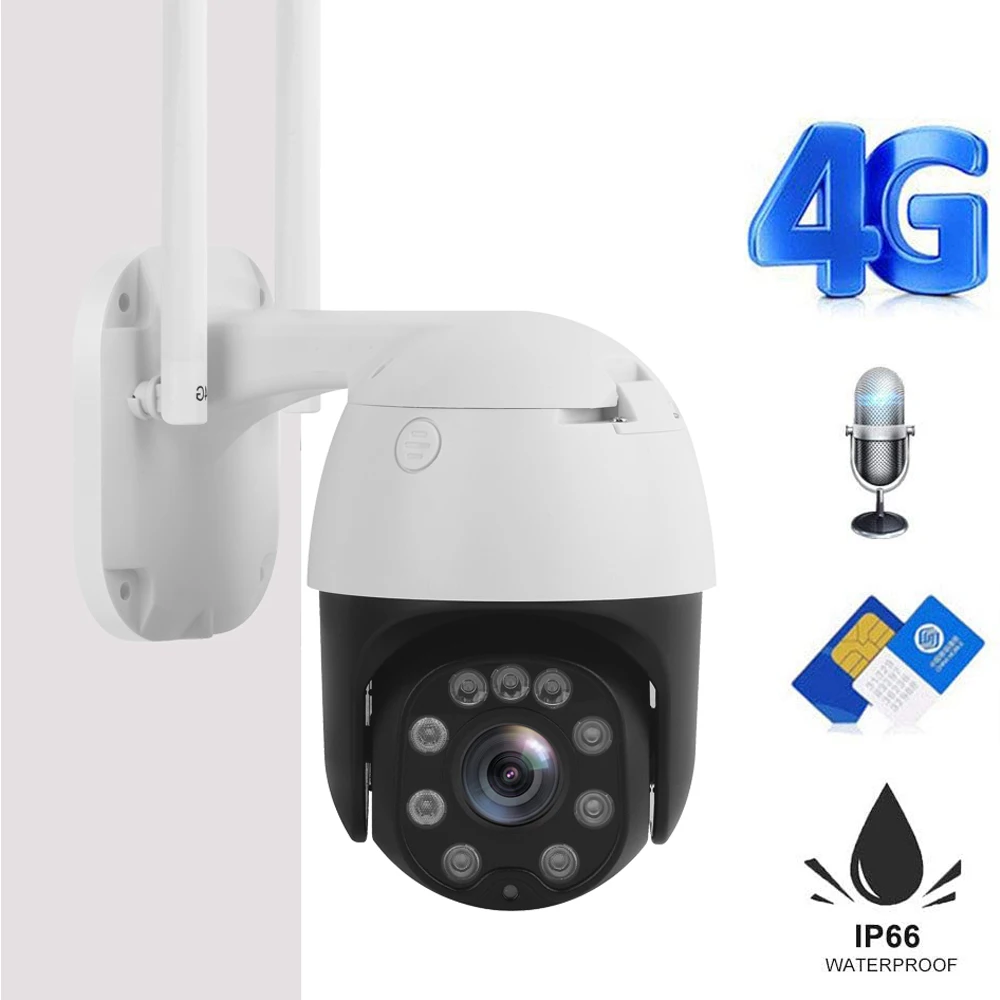 4G сим карта IP Камера 5MP 2MP PTZ зум Беспроводной GSM сигнализация безопасности на