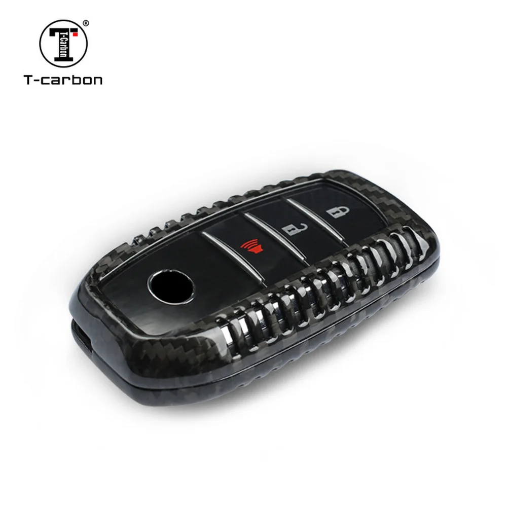 T-carbon Carbon Fiber Key Case Cover for Toyota Land Cruiser 86 Rav4 Reiz Crown Levin Callora Camry Hanlander Prado Key Cover