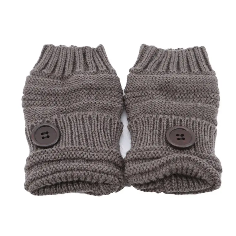 Navy gray 1 пара, зимние вязаные теплые перчатки без пальцев, женские перчатки на пуговицах с коротким рукавом и манжетами, шерстяные вязаные перчатки, варежки - Цвет: Navy gray