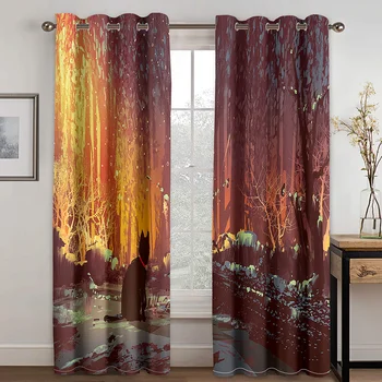 

Curtain Cat Oil Painting Printing Curtain Is Suitable for Living Room, Bedroom Home Decoration Curtain, Children's Adult Curtain