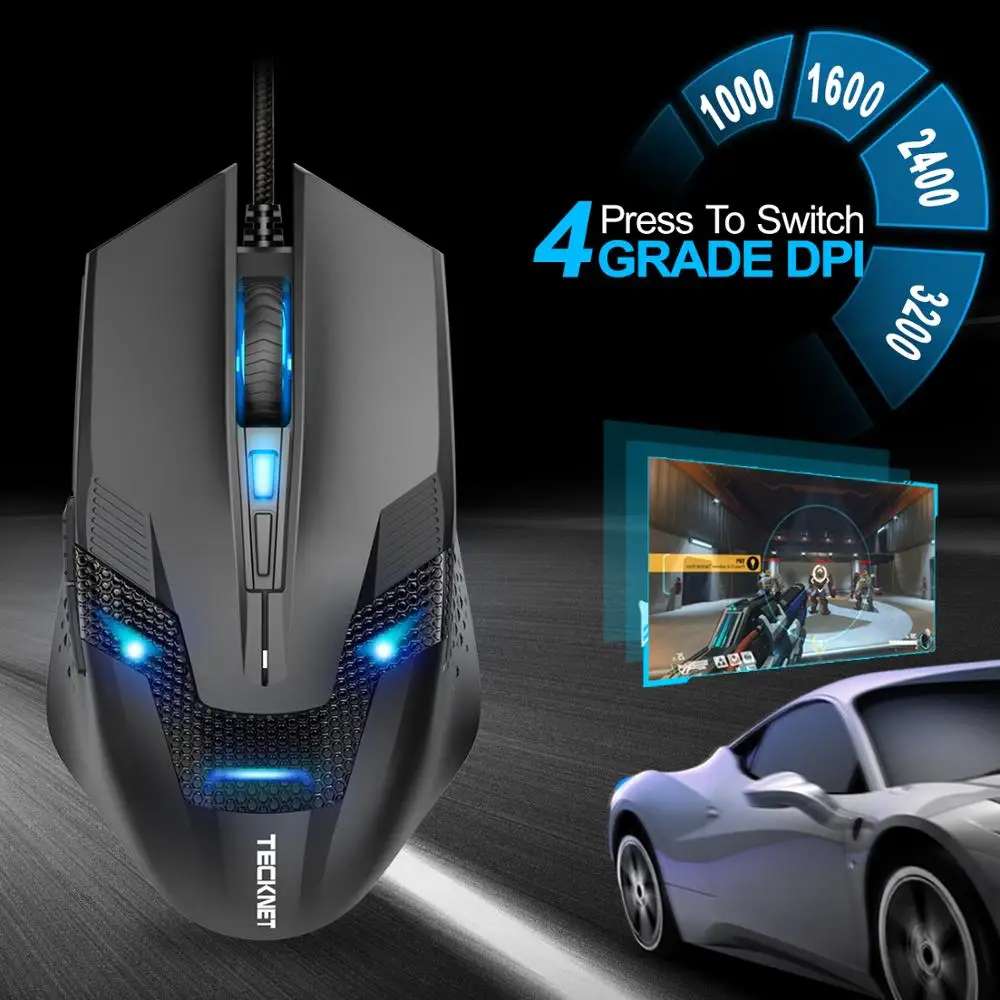 Оптическая мышь TeckNet RAPTOR Беспроводная игровая 4800 dpi проводная 3200 эргономичная