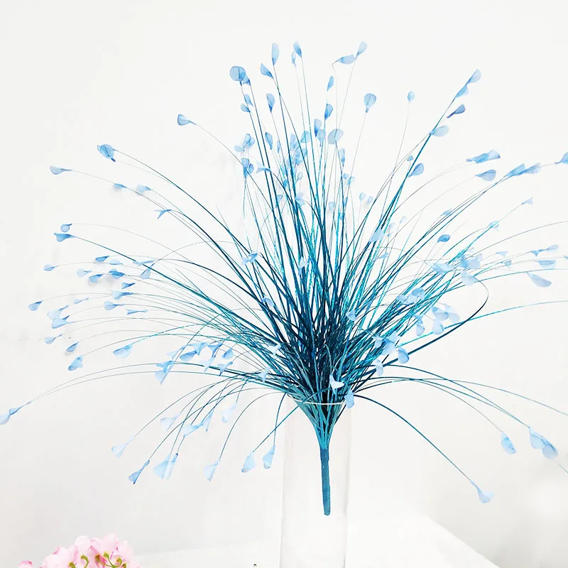 Césped искусственные de pavo real de la flor de la caña del лазерный Планта falsa decoración de la boda del партия decoración del cam