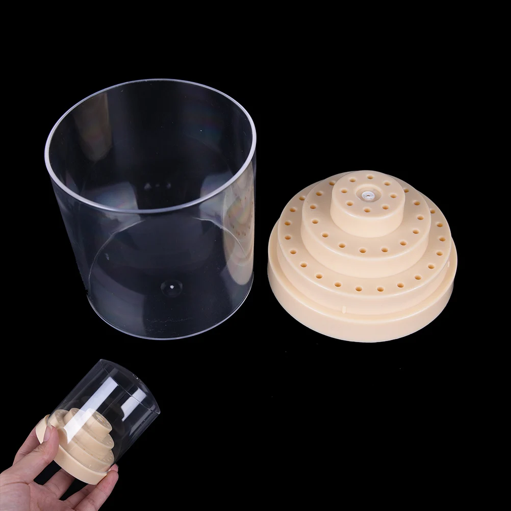 48 Holes Nail Drill Bit Container Storage Box Nail Drill Bit Holder Stand Displayer + Acrylic Cover Manicure Nail Art Tool