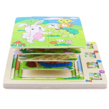 

3D Wooden Preschool Educational Kids Toys for Children Toddler Multilayer Girls Infants 3D Animals Stories Jigsaw Puzzles Boys