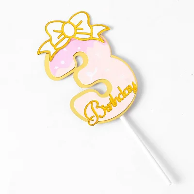 1pcs/Lot Frozen Elsa Anna Princess Cake Cupcake Toppers Cake Flag Girls Birthday Party Decoration Anniversaire Cake Supplies Pink-3