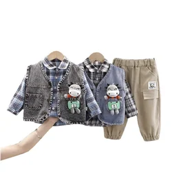 Fantasia infantil de desenho, roupas para meninos e meninas, roupa esportiva de primavera
