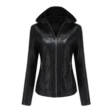Faux Leather Jacket Women 2021 Red Jacket Coat Female Winter Motorcycle Jacket Faux Leather Suede PU Zipper Hoodies Outerwear