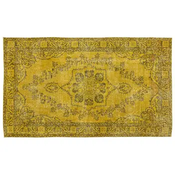 

Handmade Yellow Vintage Overdyed Turkish Area Rug 168x284 Cm-5'6''X9'4''