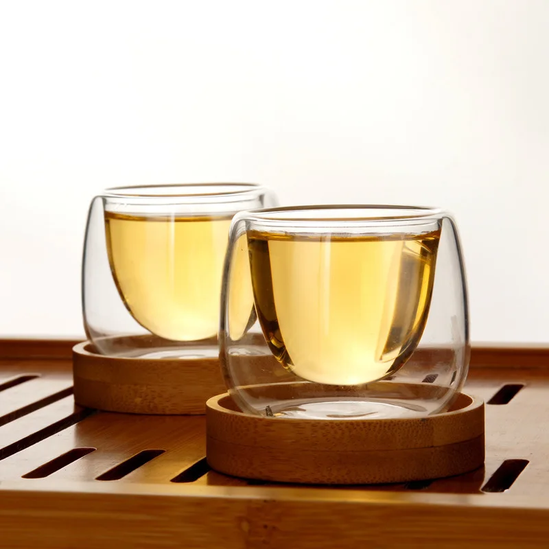 Bodum двойные стенки стеклянные чайные чашки с бамбуком набор блюдец чашка Термостойкое стекло Votive чашка 80 мл