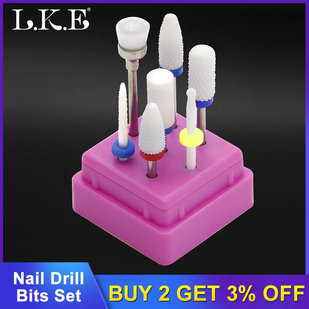 LKE Nail Drill Ceramics Bits Set Used For Cuticle Clean Polishing Grind Remove The Gel Grinding 7 Different Manicure Tools | Красота и