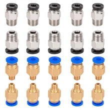 

20PCS/Lot PC4-M6 Pneumatic Fitting Push to Connect + PC4-M10 Straight Quick in Fitting for 3D Printer Bowden Extruder