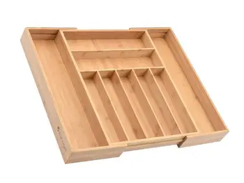 

Retractable Multi-Functional Bamboo Storage Box Cutlery Tray Bamboo Drawer Organizer Multi-purpose Home Storage