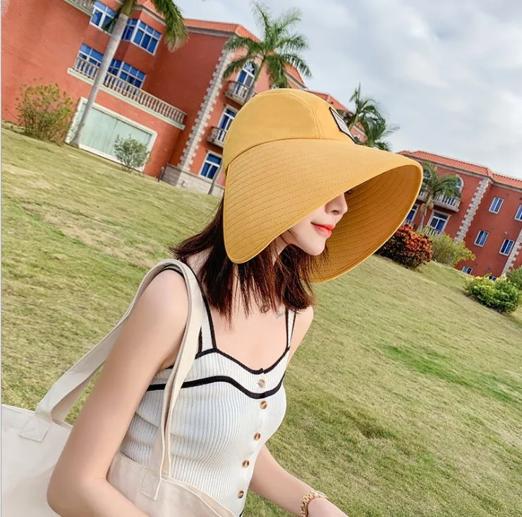 Leisial Gorra de Visera Femenino Anti-UV Sombrero del Sol Aire Libre Playa Viaje Ciclismo de Verano Borde Grande para Mujer Plegable 