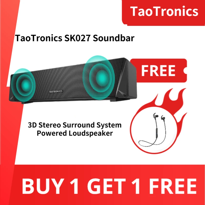 TaoTronics Computer Soundbar SK27 Portable Speaker 3D Stereo Surround System Powered Loudspeaker Wired Sound Bars for Notebook - ANKUX Tech Co., Ltd