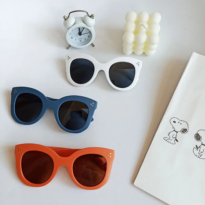 

Очки солнцезащитные Детские «кошачий глаз», брендовые дизайнерские солнечные очки в большой круглой оправе для девочек и мальчиков, UV400
