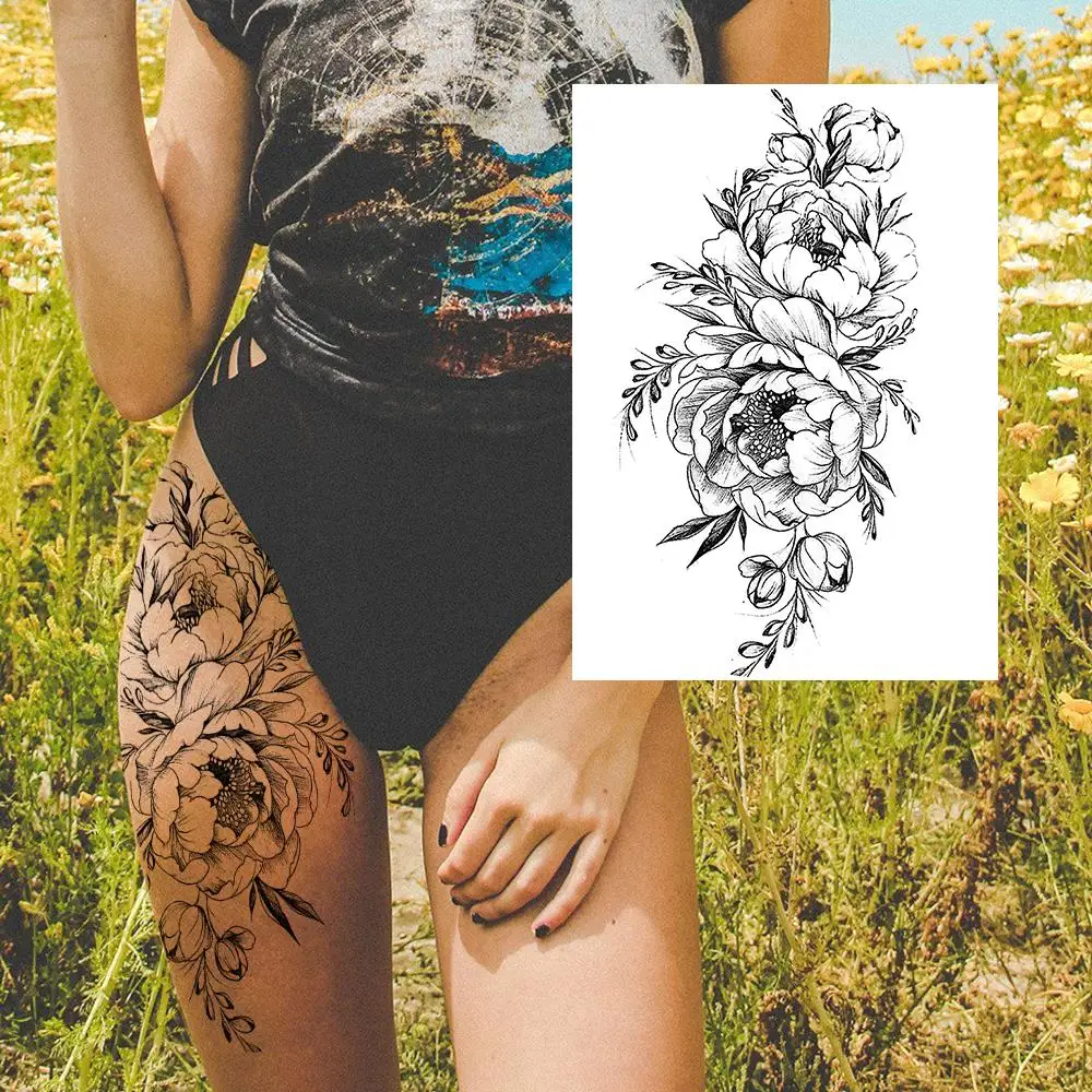 Temporary Tattoos Sexy Flower for Women Body Art