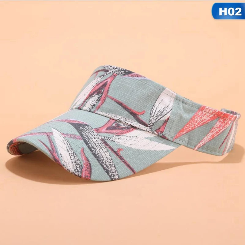 Женские шляпы от солнца Летняя Пляжная Шапка Кепка с козырьком для девочек цветочные спортивные шапки теннисная Кепка Открытый Пустой Топ Кепка шляпа - Цвет: H02