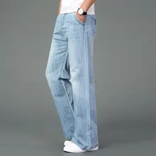 Męskie jeansy rozkloszowane niebieskie czarne luźne duże rozmiary jeansy rozkloszowane modne jeansy rozkloszowane na co dzień tanie tanio KCAE Spodnie pochodni CN (pochodzenie) Pełnej długości Mieszkanie Heavyweight Suknem Kieszenie Japan style Wysokiej Przycisk fly