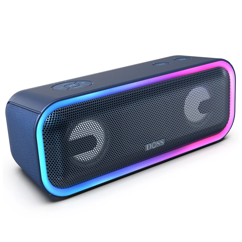 Deep Blue DOSS BT20 Bluetooth динамик DSP технология мощный бас стерео звук коробка динамик водонепроницаемый микрофон Поддержка громкой связи светодиодный - Цвет: Deep Blue