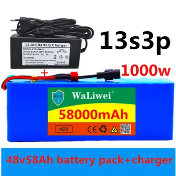 

48v lithium ion battery 48v 58Ah 1000w 13S3P Lithium ion Battery Pack For 54.6v E-bike Electric bicycle Scooter with BMS+charger