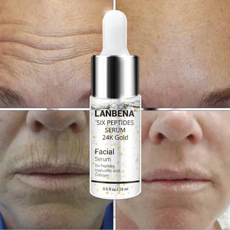 24K Gold Six Peptides Serum Face Cream Anti-Aging Wrinkle Lift Firming Whitening Moisturizing Acne Treatment Skin Care