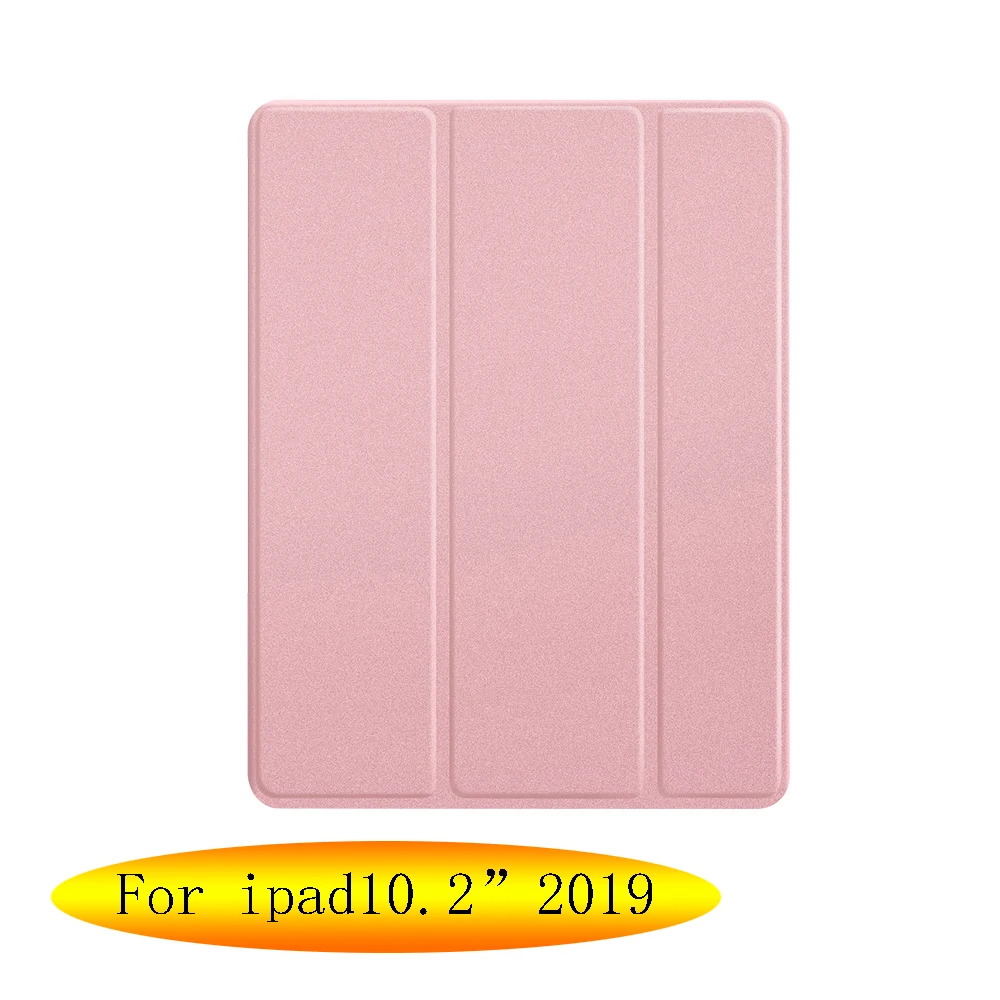 Чехол с карандашом для iPad 10,2 дюймов, умный чехол из искусственной кожи, защитный чехол, чехол с функцией автоматического сна/пробуждения для модели A2197 - Цвет: rose gold