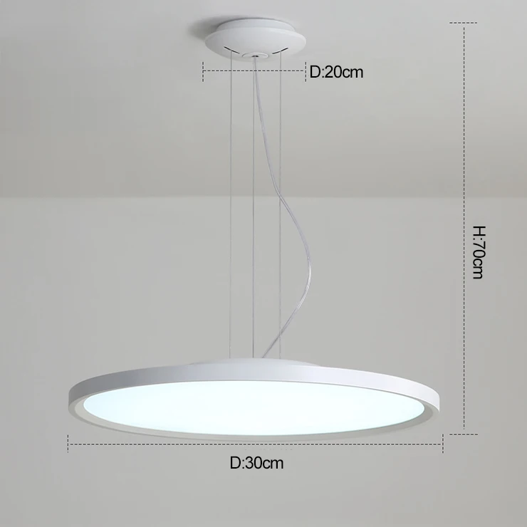 White Dia300mm Ультратонкие подвесные светильники, современные светодиодные подвесные лампы для столовой, магазина, кухни, гостиной, черного или белого цвета - Цвет корпуса: White Dia300mm