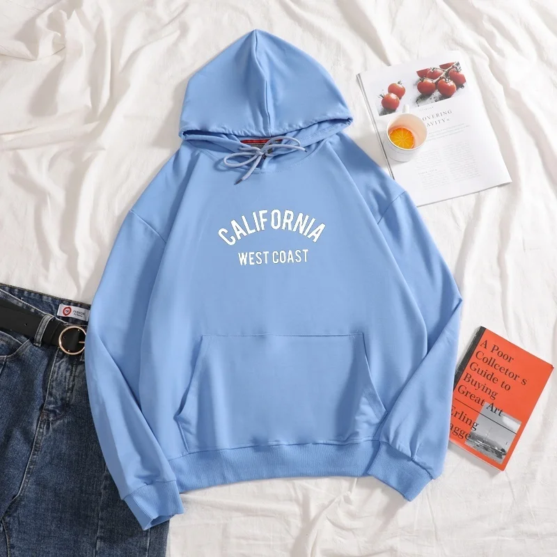 

New 2021 California west coast letter print Women hoodie Cotton Long Sleeve plus size Casual drawcord hoodies For Lady Girl