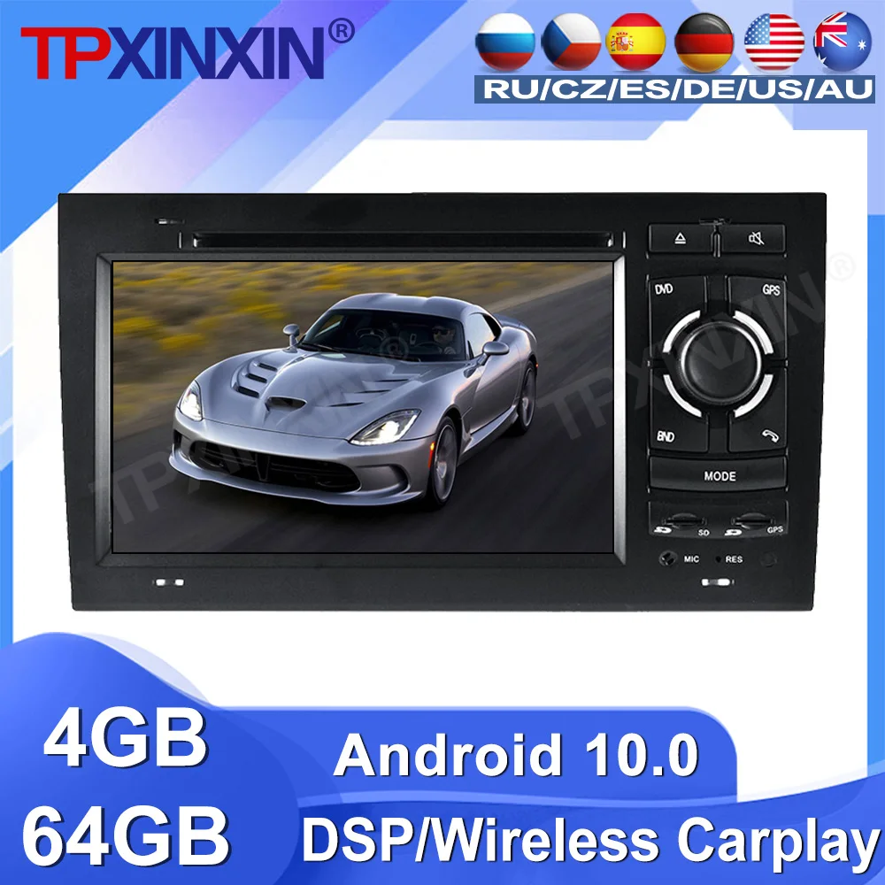 

4+64G For Audi A4 2002 2003 2004 2005 - 2008 Android 10 Car Radio Tape Recorder Video Multimedia Player GPS Navigation Screen