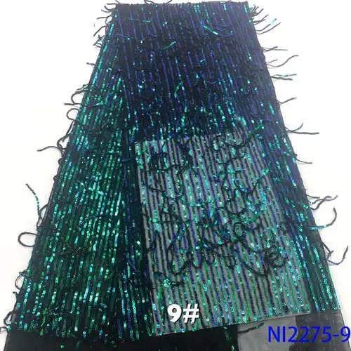Picture -9 NANI2275-1, Золотая кружевная ткань, нигерийское кружево Tissu для шитья одежды, хорошее качество, Африканское Сетчатое кружево с пером, французское кружево - Цвет: Picture -9