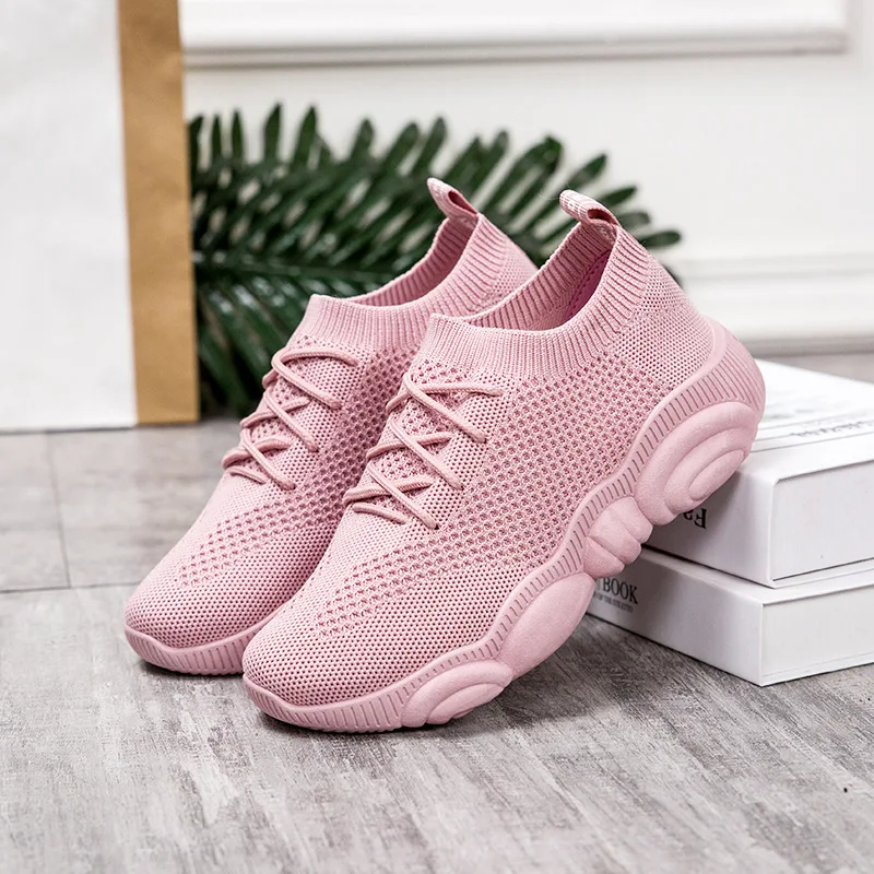 

2019 Autumn New Style Bear Shoes Fly Woven Comfortable Breathable Color Shoes Korean-style Thick Bottomed Sports WOMEN'S Shoes