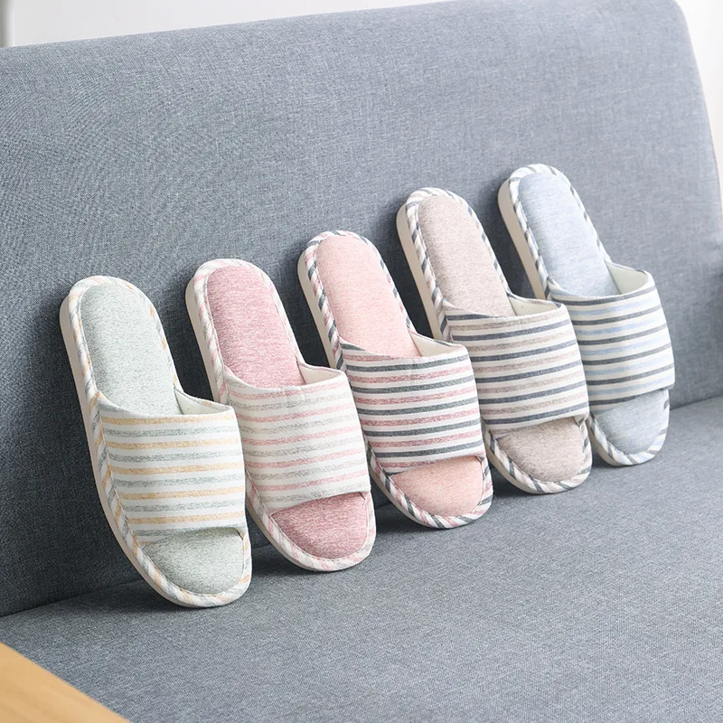 

2019 New Style Japanese Style Anti-slip Wear-Resistant Stripes Four Seasons Slipper Women's Comfortable Breathable Adjustable In