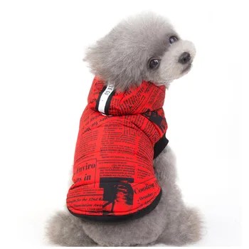 

Chic Winter Pet Dog Coat Jacket Newspaper Cat Clothes Soft Warm Dog Clothes Small Puppy Coat Shih Tzu Pomeranian Dog Clothing