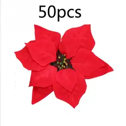 50 шт. Poinsettia домашний декор Искусственные цветы в рождественском стиле дерево Скрапбукинг бархат