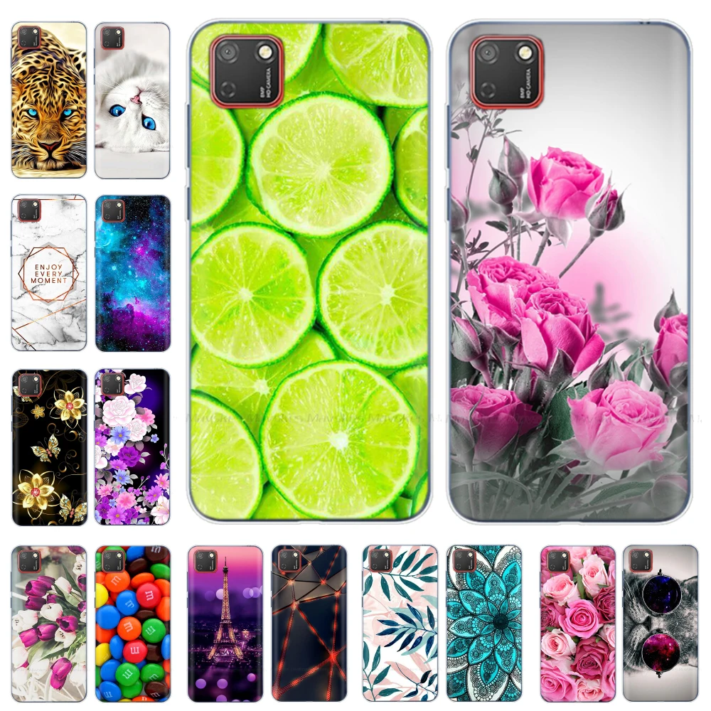 HopMore Compatibile con Cover Huawei Y5 2019 Silicone Marmo Bianco Disegni Bella Custodia Huawei Y5 2019 Antiurto Gomma Accessori Telefoni Case Morbido - Luna
