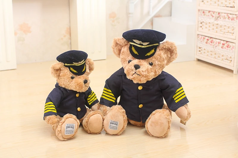 25-45 см милый пилот плюшевый мишка плюшевые игрушки чучело животное капитан медведь кукла игрушки для детей классический подарок на день рождения для девочки