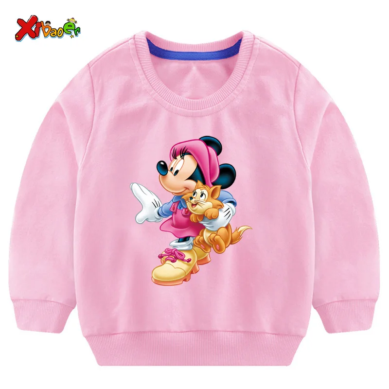 Детский свитер; одежда с капюшоном; милые детские толстовки; повседневная одежда; зимние топы с длинными рукавами для маленьких девочек - Цвет: sweatshirt pink