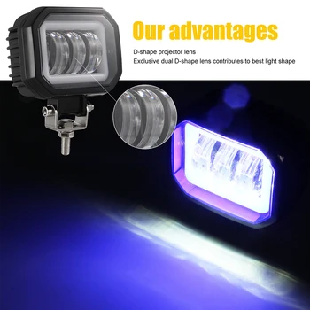 

1 Pair 3.5 Inch Motorcycle Square Blue Spotlight Angel Eye Work Light DRL Best Light Shape