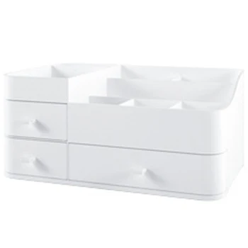 

Plastic Makeup Organizer Drawer Cosmetic Container Makeup Brush Holder Large Desktop Sundries Storage Box Bathroom Storage-White