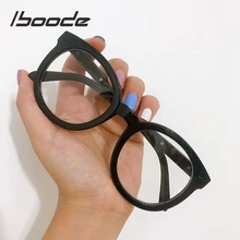 Iboode модные черные круглые очки оправа женские ретро большие оптические очки оправа для близорукости женские мужские прозрачные линзы очки