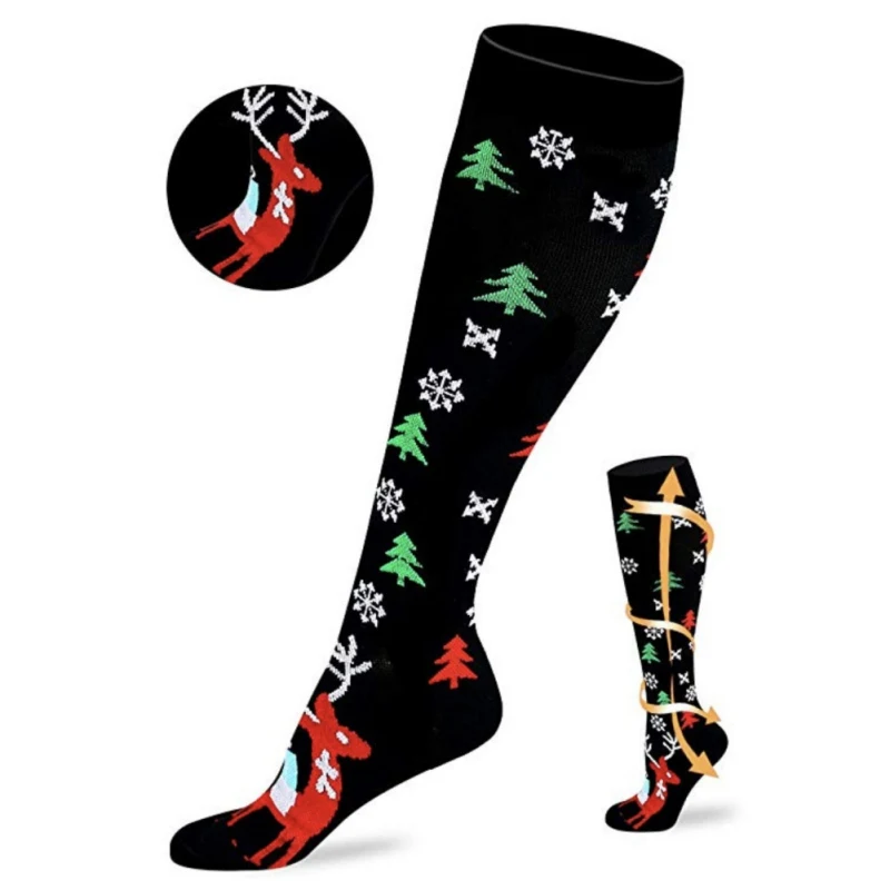

Men Women Christmas Stockings Casual Compression Long Socks Stretch Outdoor Funny Elastic Calf Stockings ZX00