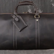 Сумка из воловьей кожи, большая вместительность, Мужская Дорожная сумка из натуральной кожи, сумка через плечо, устойчивая к царапинам, вещевая сумка, винтажная Сумка-тоут DF116