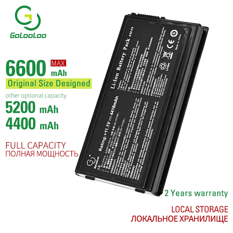 

Golooloo 5200mAh 6CELL A32-F5 New laptop battery for Asus F5C F5M F5R F5SL X50RL X50SL X50V X50VL 90-NLF1B2000Y a32-f5 6 cells