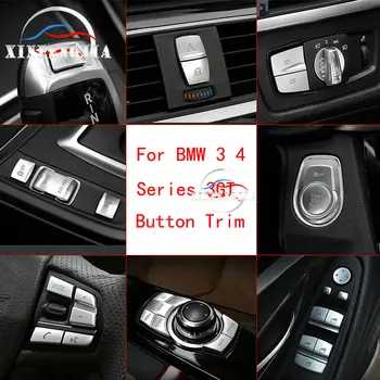 

For BMW 2 3 4 Series 3GT F30 F20 F36 Chrome Gear Shift Panel Front Headlight Switch Engine Start Stop P Shift Button Cover Trim