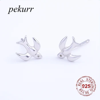 

Pekurr Real 925 Sterling Silver Fly Lovebird Stud Earrings For Women Accesories Fashion Jewelry Animal Earring Girl Gifts