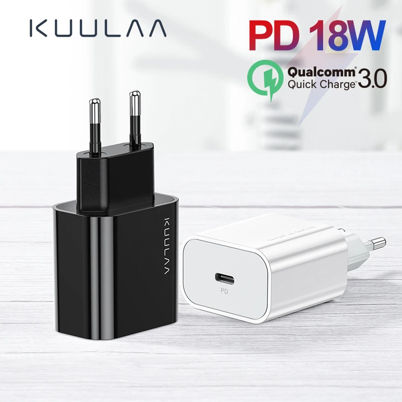 KUULAA USB зарядное устройство 18 Вт PD 3 0 Быстрая зарядка 4 C разъем для мобильного