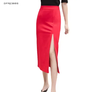 

High Waist Sexy Split Bodycon Women Skirt 2020 Summer Formal Office Saia Ladies Plus Size knee length Pencil Skirt Female 5XL