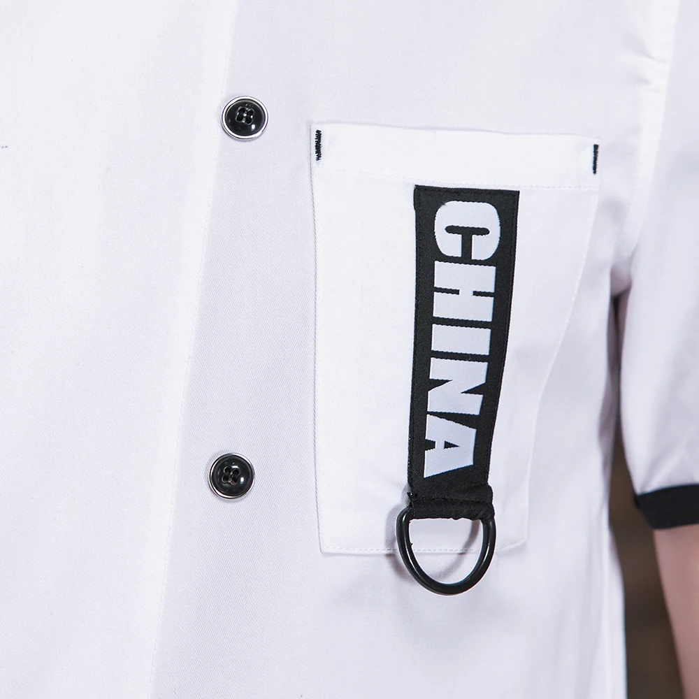 Short Sleeve Restaurant Chef Kitchen Work Uniforms Double Breasted Sushi Bakery Cafe Waiter Catering Food Service Jackets Aprons