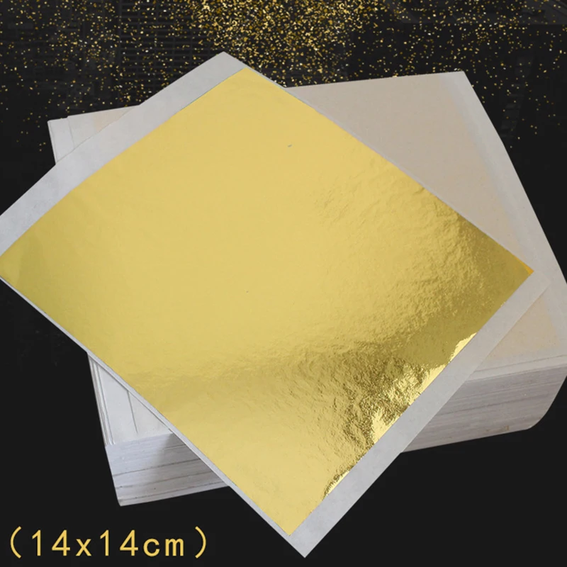 New-1000Pcs 14x14 см крафт-бумага для творчества, имитация золотого, серебряного, медного листа, листы, бумага из фольги для украшения золочения