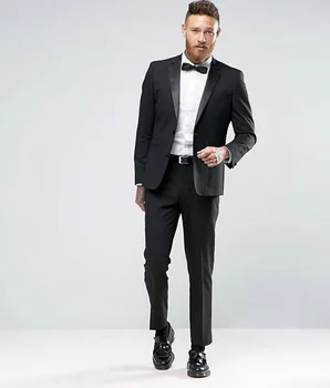 

Custom Made Man Suit Slim Tuxedo Black Groomsman Suit 2 Buttons Wedding Suits England Suits (jacket+pants)